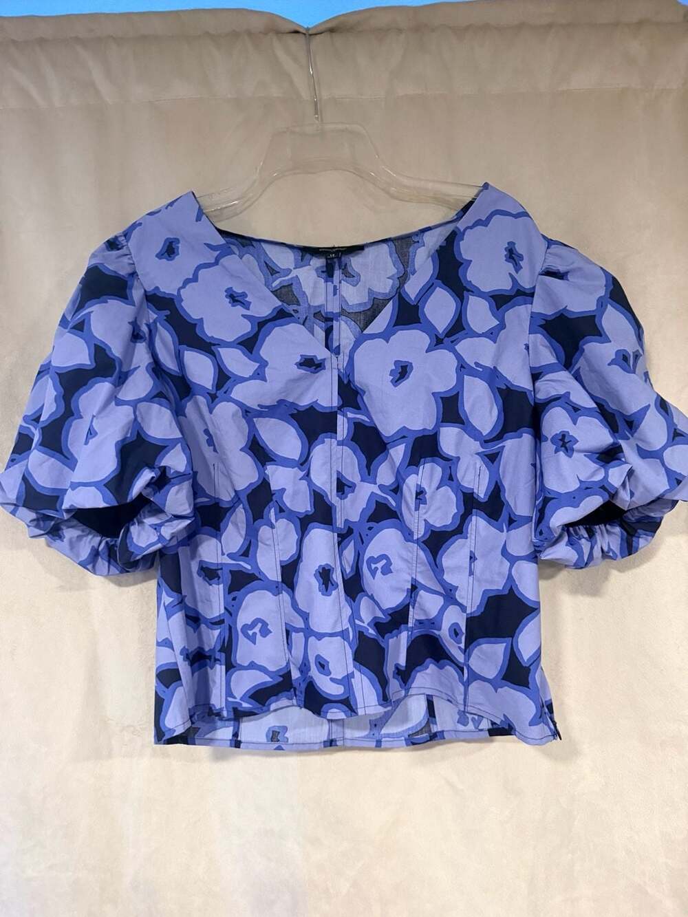 Banana Republic Factory Floral Puff-Sleeve V-Neck Top Size 14